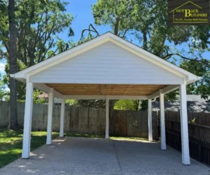 view of the durable metal carport structure